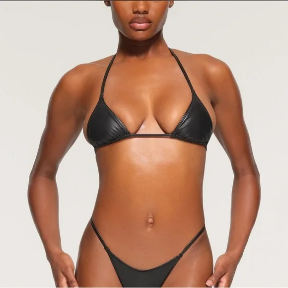 leather triangle bikini